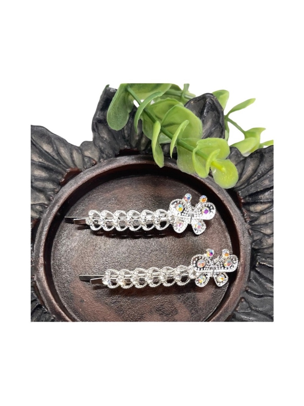 Rhinestone Butterfly Hair Clips - Silver Sparkle FINAL PRICE DROP